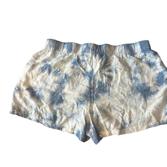 Cotton On Tie Dye Short Blue White SMALL Eyelet Lace Pockets Comfy Elastic Waist - Picture 2 of 4